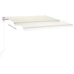 vidaXL Copertină retractabilă manual, cu LED, crem, 4x3,5 m