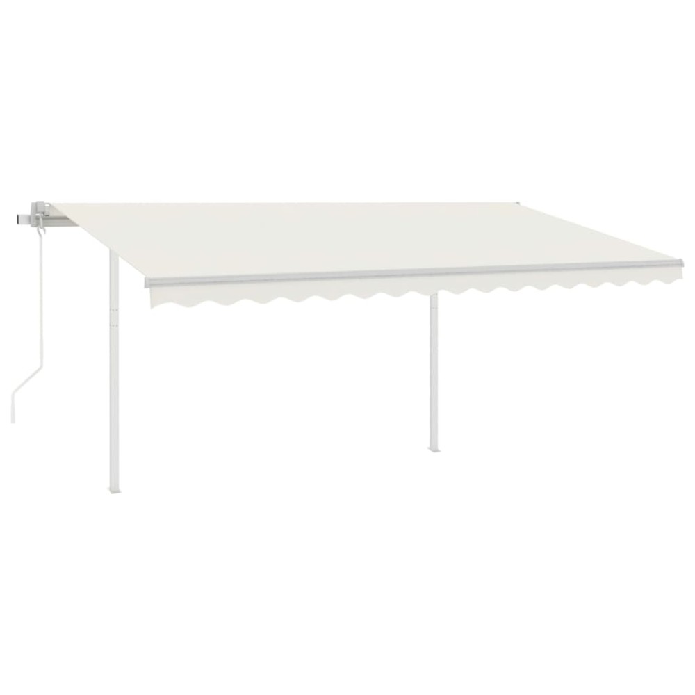 vidaXL Copertină retractabilă automat, cu stâlpi, crem, 4,5x3,5 m