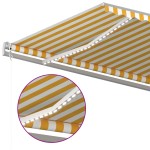 vidaXL Copertină retractabilă manual cu LED, galben și alb, 5x3,5 m