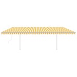 vidaXL Copertină retractabilă automat, cu stâlpi, galben&alb, 6x3,5 m