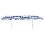 vidaXL Copertină automată cu senzor vânt&LED, albastru și alb, 6x3,5 m