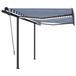 vidaXL Copertină retractabilă manual cu LED, albastru&alb, 3x2,5 m vidaXL Copertină retractabilă manual cu LED, albastru&alb, 3x2,5 m