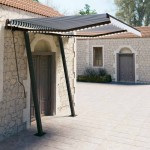 vidaXL Copertină retractabilă manual cu LED, albastru&alb, 3x2,5 m vidaXL Copertină retractabilă manual cu LED, albastru&alb, 3x2,5 m