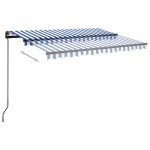 vidaXL Copertină retractabilă manual cu LED, albastru&alb, 3x2,5 m vidaXL Copertină retractabilă manual cu LED, albastru&alb, 3x2,5 m