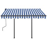vidaXL Copertină retractabilă manual cu LED, albastru&alb, 3x2,5 m vidaXL Copertină retractabilă manual cu LED, albastru&alb, 3x2,5 m