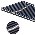 vidaXL Copertină retractabilă manual cu LED, albastru&alb, 3x2,5 m vidaXL Copertină retractabilă manual cu LED, albastru&alb, 3x2,5 m