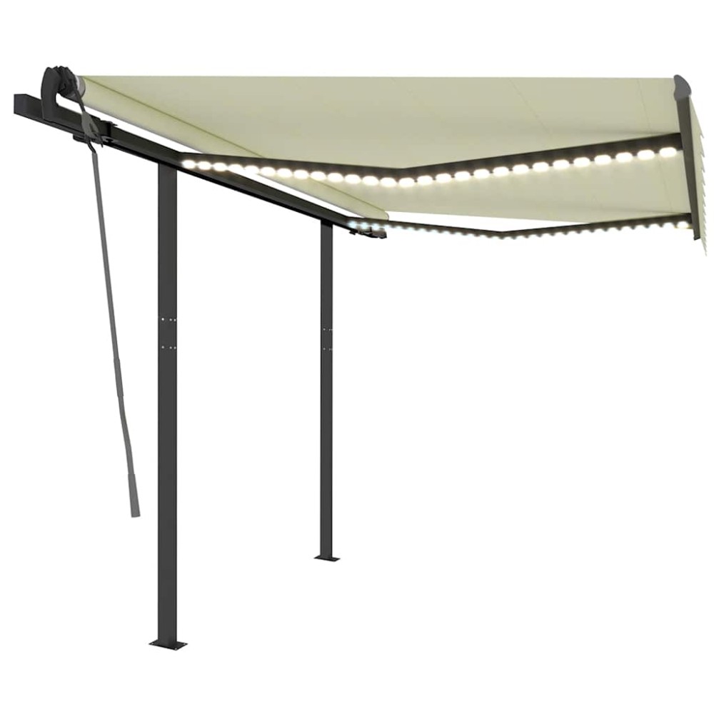 vidaXL Copertină retractabilă manual cu LED, crem, 3x2,5 m