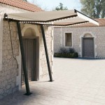 vidaXL Copertină retractabilă manual cu LED, crem, 3x2,5 m vidaXL Copertină retractabilă manual cu LED, crem, 3x2,5 m