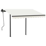 vidaXL Copertină retractabilă manual cu LED, crem, 3x2,5 m vidaXL Copertină retractabilă manual cu LED, crem, 3x2,5 m
