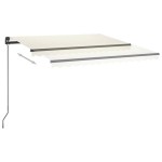 vidaXL Copertină retractabilă manual cu LED, crem, 3x2,5 m vidaXL Copertină retractabilă manual cu LED, crem, 3x2,5 m