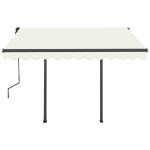vidaXL Copertină retractabilă manual cu LED, crem, 3x2,5 m vidaXL Copertină retractabilă manual cu LED, crem, 3x2,5 m