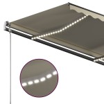 vidaXL Copertină retractabilă manual cu LED, crem, 3x2,5 m vidaXL Copertină retractabilă manual cu LED, crem, 3x2,5 m