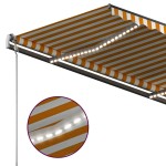 vidaXL Copertină retractabilă manual cu LED, galben&alb, 3x2,5 m