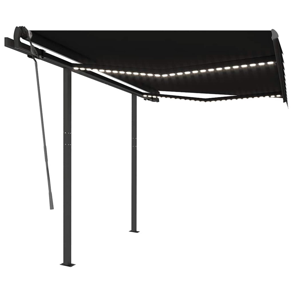 vidaXL Copertină retractabilă manual cu LED, antracit, 3x2,5 m
