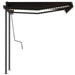 vidaXL Copertină retractabilă manual cu LED, antracit, 3x2,5 m vidaXL Copertină retractabilă manual cu LED, antracit, 3x2,5 m