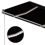 vidaXL Copertină retractabilă manual cu LED, antracit, 3x2,5 m vidaXL Copertină retractabilă manual cu LED, antracit, 3x2,5 m