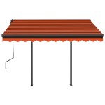 vidaXL Copertină retractabilă manual cu LED portocaliu & maro 3x2,5 m vidaXL Copertină retractabilă manual cu LED portocaliu & maro 3x2,5 m