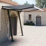 vidaXL Copertină retractabilă automat cu stâlpi, albastru&alb, 3x2,5 m vidaXL Copertină retractabilă automat cu stâlpi, albastru&alb, 3x2,5 m