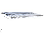 vidaXL Copertină retractabilă automat cu stâlpi, albastru&alb, 3x2,5 m vidaXL Copertină retractabilă automat cu stâlpi, albastru&alb, 3x2,5 m
