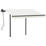 vidaXL Copertină retractabilă automat cu stâlpi, crem, 3x2,5 m