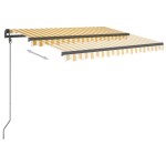 vidaXL Copertină retractabilă automat cu stâlpi, galben & alb, 3x2,5 m vidaXL Copertină retractabilă automat cu stâlpi, galben & alb, 3x2,5 m
