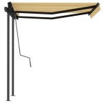 vidaXL Copertină retractabilă automat cu stâlpi, galben & alb, 3x2,5 m vidaXL Copertină retractabilă automat cu stâlpi, galben & alb, 3x2,5 m