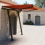 vidaXL Copertină retractabilă automat, stâlpi, portocaliu&maro 3x2,5 m vidaXL Copertină retractabilă automat, stâlpi, portocaliu&maro 3x2,5 m