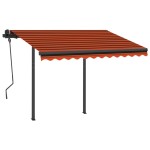 vidaXL Copertină retractabilă automat, stâlpi, portocaliu&maro 3x2,5 m vidaXL Copertină retractabilă automat, stâlpi, portocaliu&maro 3x2,5 m
