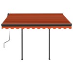 vidaXL Copertină retractabilă automat, stâlpi, portocaliu&maro 3x2,5 m vidaXL Copertină retractabilă automat, stâlpi, portocaliu&maro 3x2,5 m