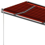 vidaXL Copertină retractabilă automat, stâlpi, portocaliu&maro 3x2,5 m vidaXL Copertină retractabilă automat, stâlpi, portocaliu&maro 3x2,5 m