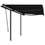 vidaXL Copertină retractabilă manual cu stâlpi, antracit, 3,5x2,5 m vidaXL Copertină retractabilă manual cu stâlpi, antracit, 3,5x2,5 m
