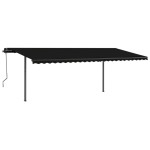vidaXL Copertină retractabilă manual cu stâlpi, antracit, 3,5x2,5 m vidaXL Copertină retractabilă manual cu stâlpi, antracit, 3,5x2,5 m