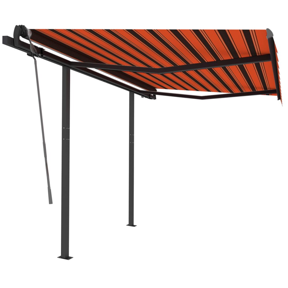 vidaXL Copertină retractabilă manual, stâlpi portocaliu&maro 3,5x2,5 m