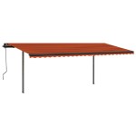 vidaXL Copertină retractabilă manual, stâlpi portocaliu&maro 3,5x2,5 m vidaXL Copertină retractabilă manual, stâlpi portocaliu&maro 3,5x2,5 m