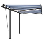 vidaXL Copertină retractabilă manual cu LED, albastru & alb 3,5x2,5 m vidaXL Copertină retractabilă manual cu LED, albastru & alb 3,5x2,5 m