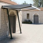 vidaXL Copertină retractabilă manual cu LED, albastru & alb 3,5x2,5 m vidaXL Copertină retractabilă manual cu LED, albastru & alb 3,5x2,5 m