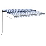 vidaXL Copertină retractabilă manual cu LED, albastru & alb 3,5x2,5 m vidaXL Copertină retractabilă manual cu LED, albastru & alb 3,5x2,5 m
