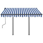 vidaXL Copertină retractabilă manual cu LED, albastru & alb 3,5x2,5 m vidaXL Copertină retractabilă manual cu LED, albastru & alb 3,5x2,5 m