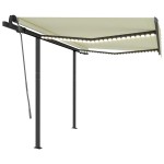 vidaXL Copertină retractabilă manual cu LED, crem, 3,5x2,5 m