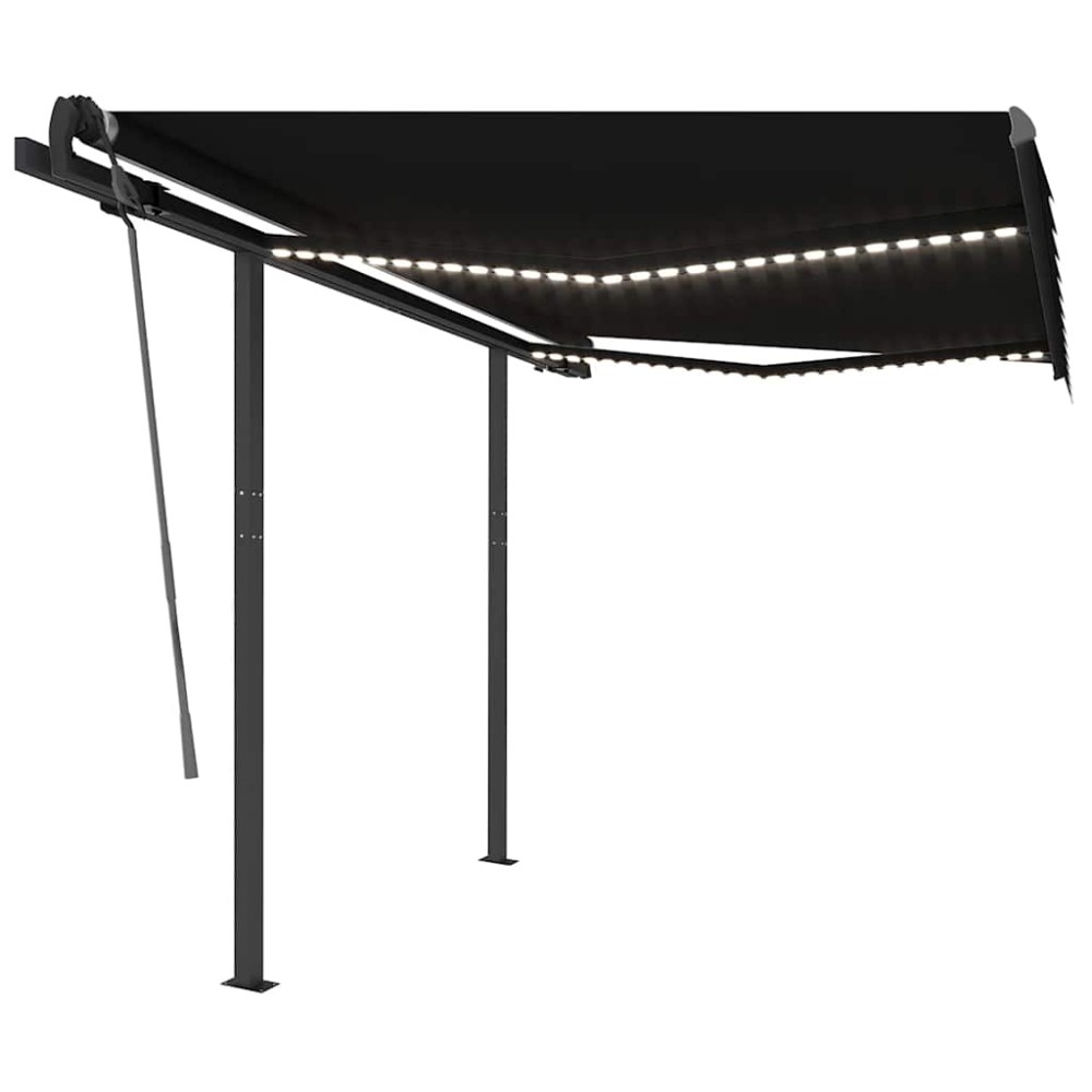 vidaXL Copertină retractabilă manual cu LED, antracit, 3,5x2,5 m