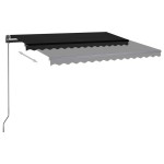 vidaXL Copertină retractabilă manual cu LED, antracit, 3,5x2,5 m vidaXL Copertină retractabilă manual cu LED, antracit, 3,5x2,5 m
