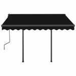 vidaXL Copertină retractabilă manual cu LED, antracit, 3,5x2,5 m vidaXL Copertină retractabilă manual cu LED, antracit, 3,5x2,5 m