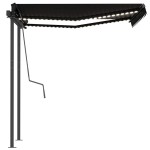 vidaXL Copertină retractabilă manual cu LED, antracit, 3,5x2,5 m vidaXL Copertină retractabilă manual cu LED, antracit, 3,5x2,5 m