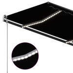 vidaXL Copertină retractabilă manual cu LED, antracit, 3,5x2,5 m vidaXL Copertină retractabilă manual cu LED, antracit, 3,5x2,5 m