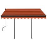 vidaXL Copertină retractabilă manual cu LED, portocaliu&maro 3,5x2,5 m