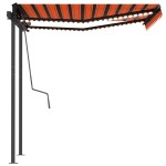 vidaXL Copertină retractabilă manual cu LED, portocaliu&maro 3,5x2,5 m