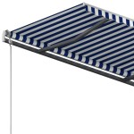 vidaXL Copertină retractabilă automat cu stâlpi albastru&alb 3,5x2,5 m vidaXL Copertină retractabilă automat cu stâlpi albastru&alb 3,5x2,5 m