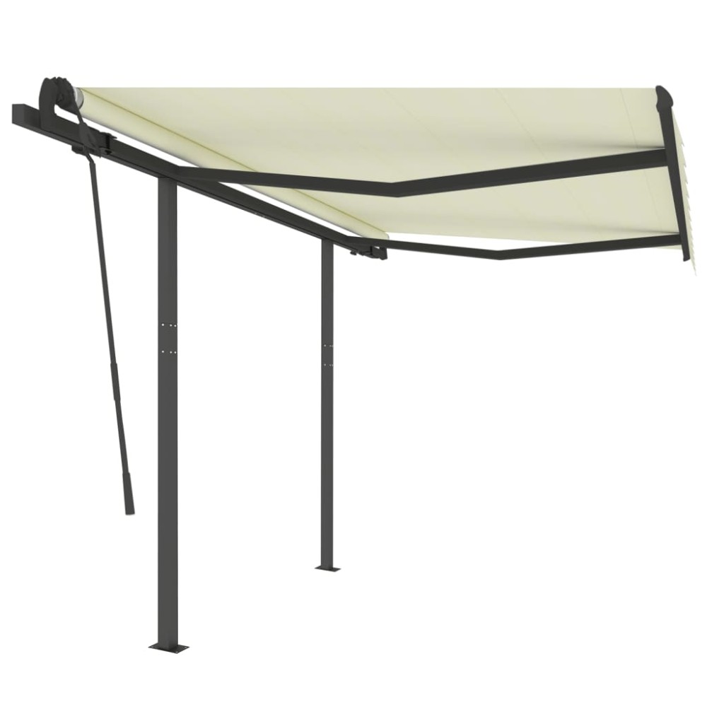 vidaXL Copertină retractabilă automat cu stâlpi, crem, 3,5x2,5 m