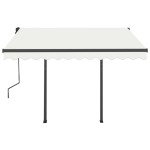 vidaXL Copertină retractabilă automat cu stâlpi, crem, 3,5x2,5 m