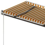 vidaXL Copertină retractabilă automat cu stâlpi, galben&alb 3,5x2,5 m